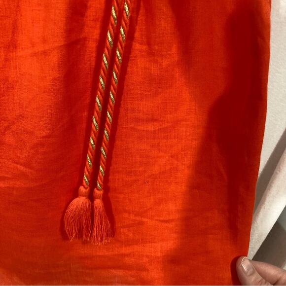 Marc New York 100% linen bohemian beachy hippie tank top crochet tassel size XL - Picture 2 of 6